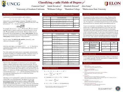 Thumbnail of Poster: Classifying p-adic Fields of Degree p2