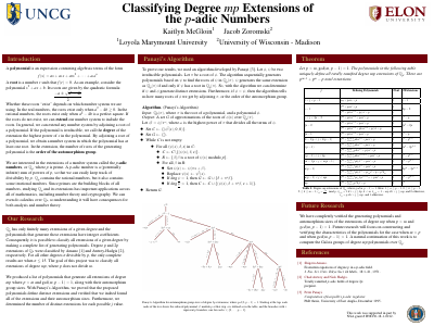 Thumbnail of Poster: Classifying Degree pm Extensions of the p-adic Numbers