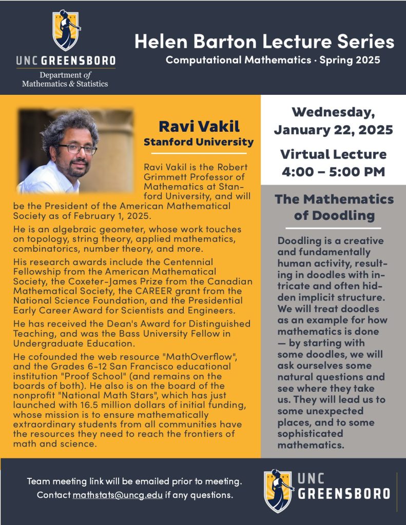 poster for the January 22, 2025 event entitled "The Mathematics of Doodling"