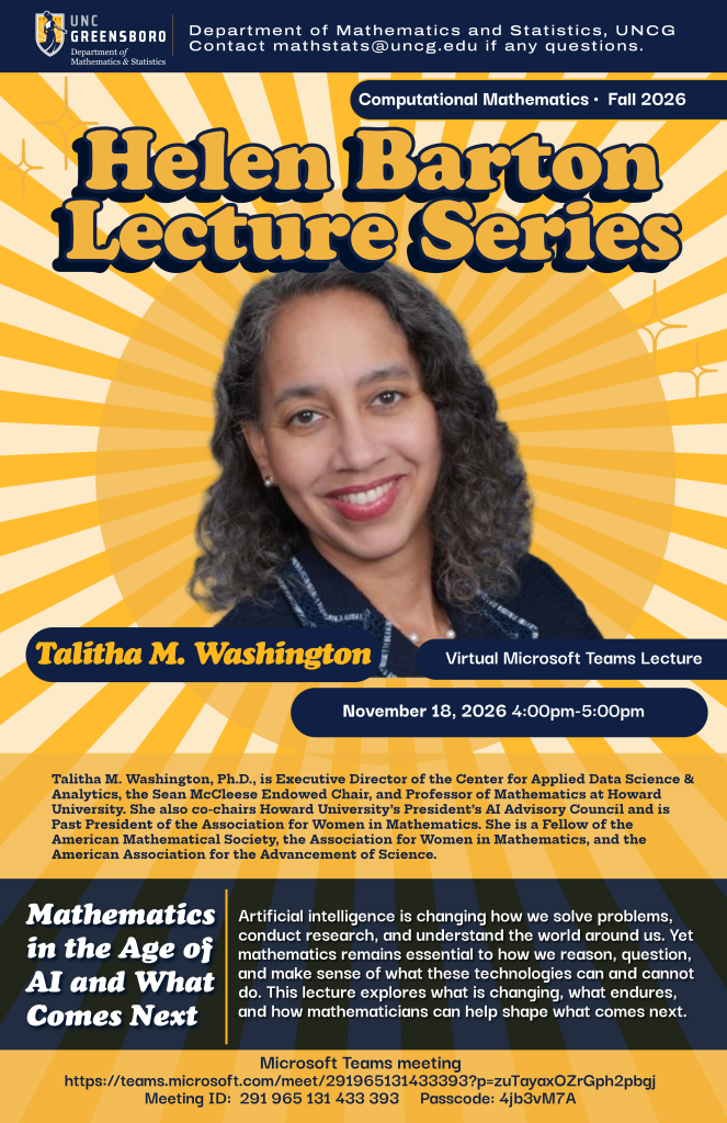 Talitha Washington Helen Barton Lecture Poster